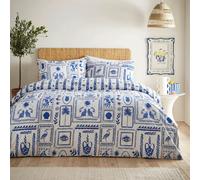 Furn Frieze Duvet Cover Set - Blue/White - Blue/White - Single