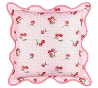 furn. Fruits Cherries Polyester Filled Cushion - Water Resistant Gingham Cherry Fruit Outdoor Wiggle Piped Edge Decorative Pillow (Pink - 45x45cm)