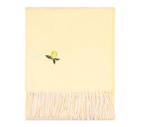 furn. Fruits Embroidered Throw - Lightweight Knitted Fringe Tasselled Blanket (Zesty Lemon - 130x180cm)