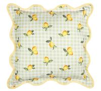 furn. Fruits Lemons Cushion Cover - Water Resistant Gingham Lemon Fruit Outdoor Wiggle Piped Edge Decorative Case (Sage - 45x45cm)