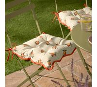 furn. Fruits Oranges Seat Pads - Pack of 2 - Striped Water Repellent Kitchen Dining & Patio Chair Cushions with Ties (Yellow - 40x40cm)