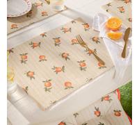 furn. Fruits Oranges Placemats - Washable Striped Fruit Set of 4 Quick Drying Table Mats (Yellow - 46x36cm)