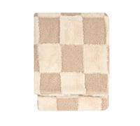 Furn Natural Fur Boucle Check Reversible Throw 140 x 180cm - Size: 180 x 140 x 1cm - Wilko