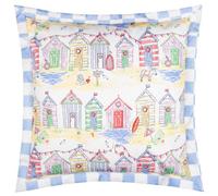 furn. Beach Huts Cushion Cover - Reversible Water Resistant Coastal Seaside Gingham Outdoor Decorative Case (Multicolour - 43x43cm)