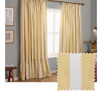 furn. Furn Birdie Stripe Fully Lined Ruffle Pencil Pleat Curtain Pair Butter Yellow (W) 168Cm X (D) 137Cm