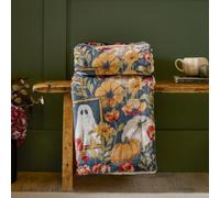 furn. Bootanical Throw - Autumnal Floral Halloween Ghost Sherpa Fleece Blanket (Multicolour - 130x180cm)