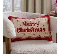 furn. Furn Candy Merry Christmas Tufted Polyester Filled Cushion, Red/white, 30 X 50Cm