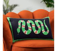 Coral Snake Abstract Embroidered Cushion Furn Lime 30cm x 50cm