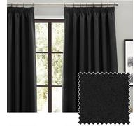 Furn Curtain Pair Dawn - Textured Blackout Pencil Pleat, Thermal Lined - Black 117 x 137 cm