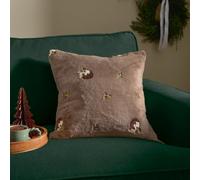 furn. Furn Festive Puddings Faux Fur Cushion Cover, Mocha, 45 X 45Cm