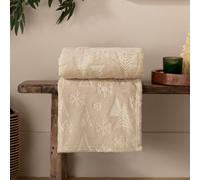 furn. Furn Festive Time Embossed Christmas Fleece Throw, Natural, 140 X 180Cm