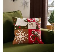 furn. Furn Fika Patch Boucle Christmas Feather Filled Cushion, Multi, 43 X 43 Cm