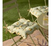 furn. Furn Fruits Lemons Gingham Check Indoor Outdoor Seat Pads