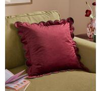 furn. Furn Lil Scallop Velvet Polyester Filled Cushion, Burgundy/chocolate, 45 X 45Cm