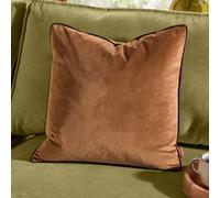 furn. Meridian Cushion Cover - Luxury Contrast Piped Velvet Decorative Case (Caramel/Chocolate - 45x45cm)