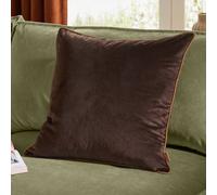 furn. Meridian Cushion Cover - Luxury Contrast Piped Velvet Decorative Case (Chocolate/Caramel - 55x55cm)