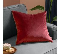 furn. Furn Meridian Plain Velvet Piped Cushion Cover, Dark Red/fir Green, 55 X 55Cm