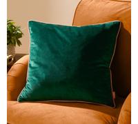 furn. Meridian Cushion Cover - Luxury Contrast Piped Velvet Decorative Case (Emerald/Blush - 45x45cm)