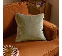 furn. Furn Meridian Plain Velvet Piped Cushion Cover, Fir Green/dark Red, 45 X 45Cm