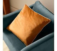 furn. Meridian Cushion Cover - Luxury Contrast Piped Velvet Decorative Case (Ginger/Ecru - 45x45cm)