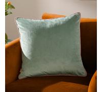 furn. Meridian Cushion Cover - Luxury Contrast Piped Velvet Decorative Case (Mineral/Blush - 45x45cm)