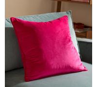 furn. Meridian Cushion Cover - Luxury Contrast Piped Velvet Decorative Case (Pink/Red - 55x55cm)