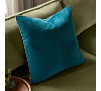 furn. Meridian Cushion Cover - Luxury Contrast Piped Velvet Decorative Case (Teal/Tiger - 45x45cm)