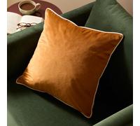 furn. Furn Meridian Velvet Piped Polyester Filled Cushion, Ginger/ecru, 45 X 45Cm