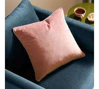 furn. Meridian Cushion Cover - Luxury Contrast Piped Velvet Decorative Case (Blush/Grey - 45x45cm)