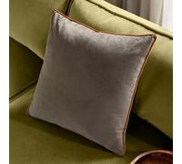 furn. Meridian Cushion Cover - Luxury Contrast Piped Velvet Decorative Case (Mocha/Pumpkin - 45x45cm)