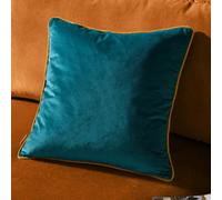 furn. Meridian Polyester Filled Cushion - Luxury Contrast Piped Velvet Decorative Pillow (Teal/Ochre - 45x45cm)