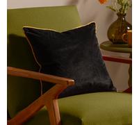 Furn Meridian Cushion - Velvet, Polyester-Filled Pillow, Contrast Piped Black/Gold 45x45cm
