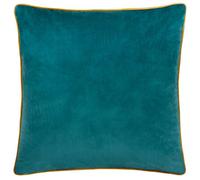furn. Meridian Polyester Filled Cushion - Luxury Contrast Piped Velvet Decorative Pillow (Teal/Ochre - 45x45cm)