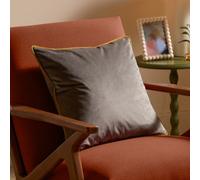 Furn Meridian Cushion – Luxury Contrast-Piped Velvet, Polyester Filled – Charcoal/Moss 45x45cm
