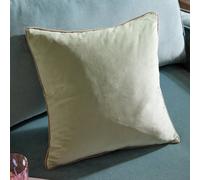 furn. Meridian Polyester Filled Cushion - Luxury Contrast Piped Velvet Decorative Pillow (Eucalyptus/Mocha - 45x45cm)