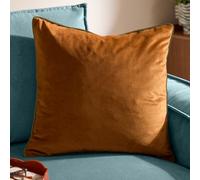 furn. Meridian Polyester Filled Cushion - Luxury Contrast Piped Velvet Decorative Pillow (Ginger/Olive - 45x45cm)