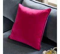 Furn Cushion Meridian Polyester Filled Contrast Piped Velvet Pillow Raspberry/Teal 45x45 cm