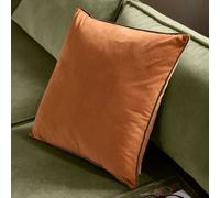 furn. Meridian Polyester Filled Cushion - Luxury Contrast Piped Velvet Decorative Pillow (Pumpkin/Mocha - 45x45cm)