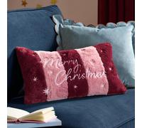 furn. Merry Christmas Fur Polyester Filled Cushion (Pink - 30x50cm)