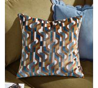 furn. Metro Prism Polyester Filled Cushion - Geometric Velvet Jacquard Decorative Pillow (Ginger - 45x45cm)