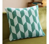 furn. Olsen Feather Filled Cushion - Geometric Soft Feather Yarn Retro Decorative Pillow (Good For You Green - 45x45cm)