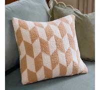furn. Olsen Feather Filled Cushion - Geometric Soft Feather Yarn Retro Decorative Pillow (Living In Neutral - 45x45cm)
