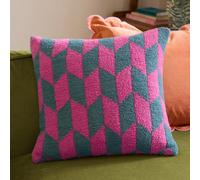 furn. Olsen Feather Filled Cushion - Geometric Soft Feather Yarn Retro Decorative Pillow (Retro Pink - 45x45cm)