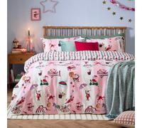 furn. Furn Passport To The North Pole Christmas Reversible Duvet Cover Set, Candy Floss/linen, King