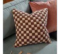 furn. Furn Softie Checkerboard Quilted Feather Filled Cushion, Chocolate/sand, 50 X 50Cm