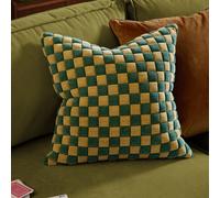 Furn Softie Green Checkerboard Quilted Reversible Cushion 50 x 50cm - Wilko