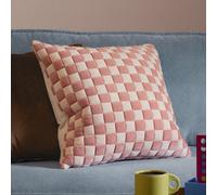 furn. Furn Softie Checkerboard Quilted Polyester Filled Cushion, Pink, 50 X 50Cm