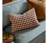 furn. Furn Softie Grid Quilted Feather Filled Cushion, Chocolate/sand, 40 X 60Cm