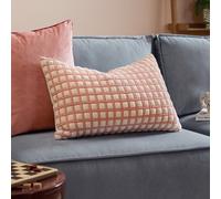 furn. Furn Softie Grid Quilted Feather Filled Cushion, Pink, 40 X 60Cm