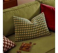 furn. Furn Softie Grid Quilted Polyester Filled Cushion, Green, 40 X 60Cm